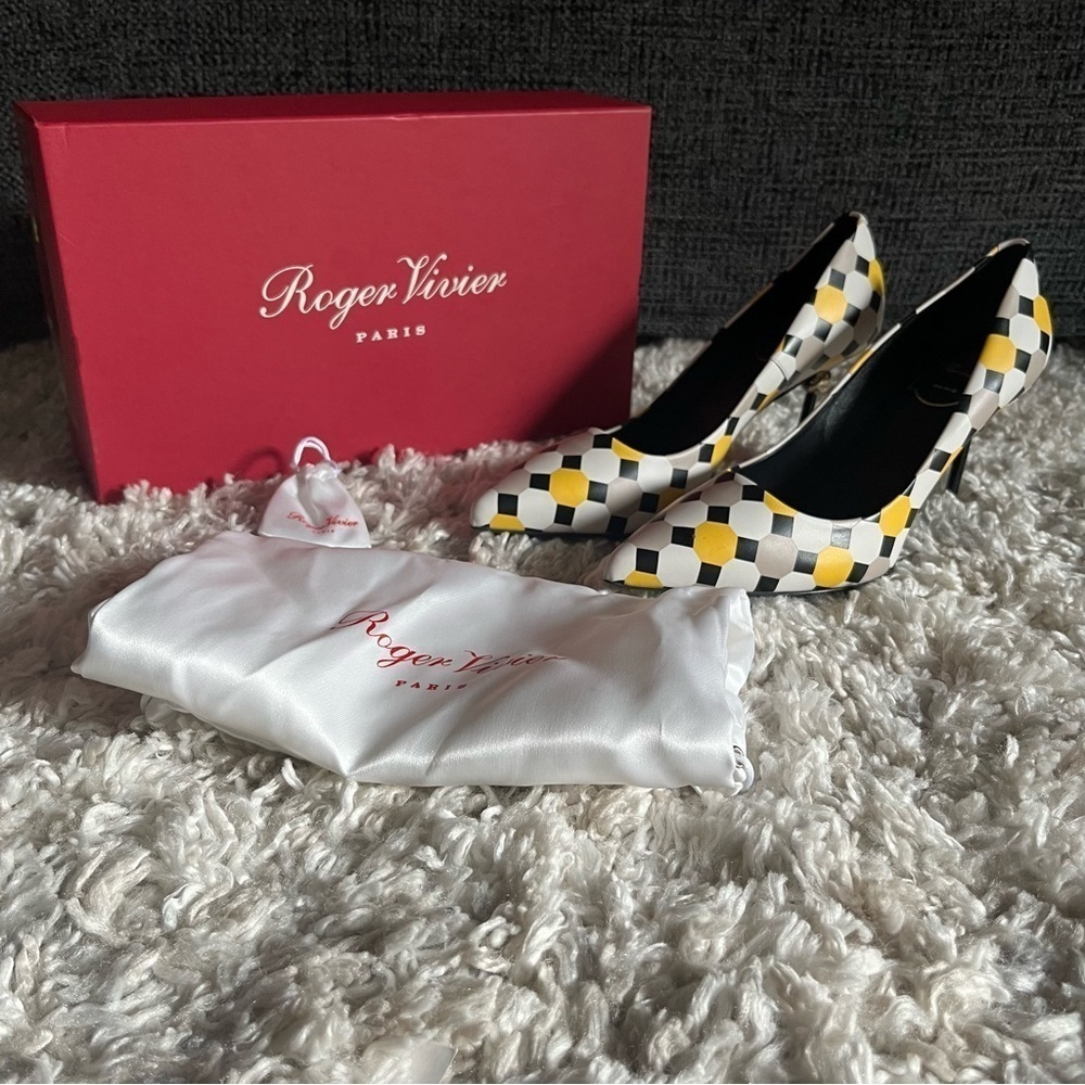 BNIB Roger Vivier Dec Sphere Palazzo Leather Heels with ball detail T95 - Picture 5 of 16